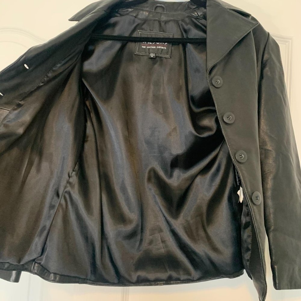Vintage Wilson Black Leather Jacket Women's size M - Picture 4 of 6